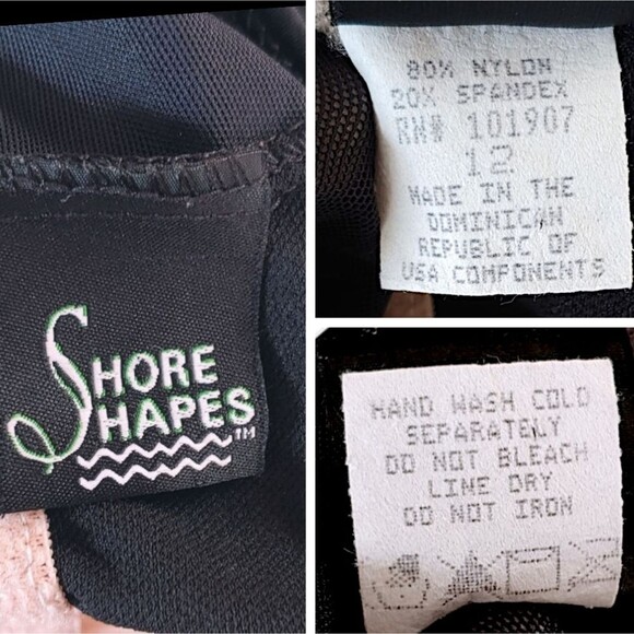 Shore Shapes Black White Swimdress Shelf Bra Tummy Control Womens 12 Large EUC - Picture 11 of 12